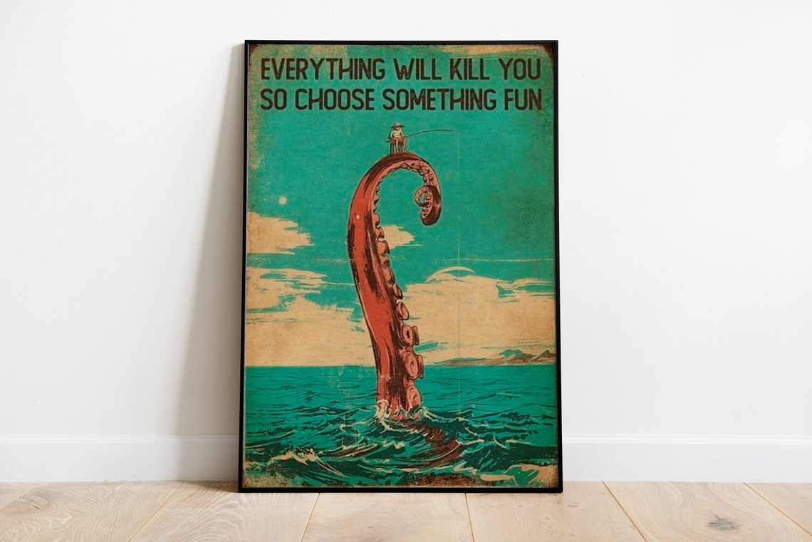 Funny Actopus Quote Poster, Vintage Art Deco - Image 3