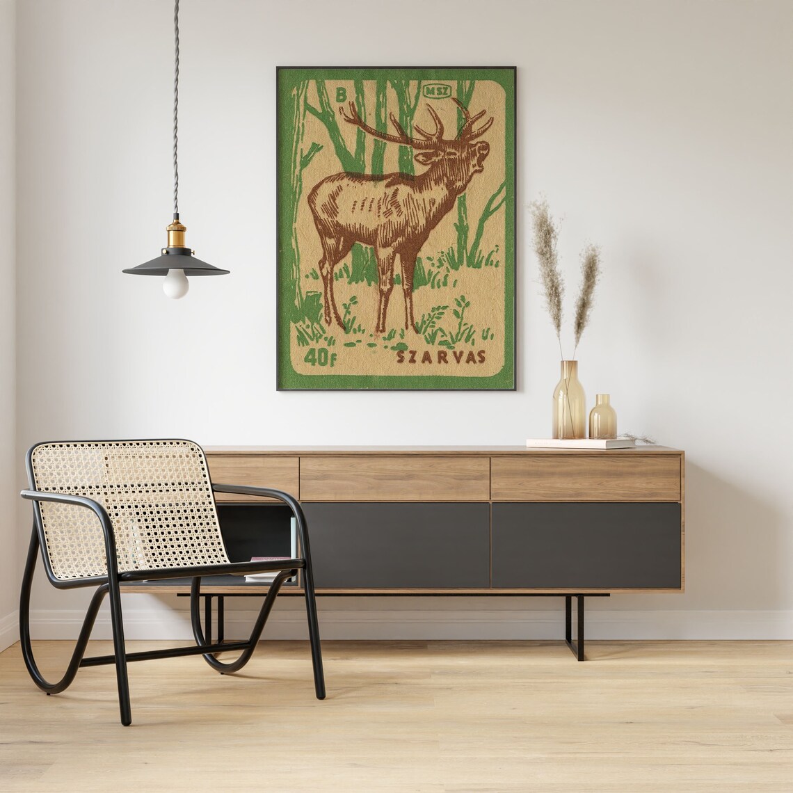 Deer Matchbox Label, Vintage Reindeer Art Print - Image 3