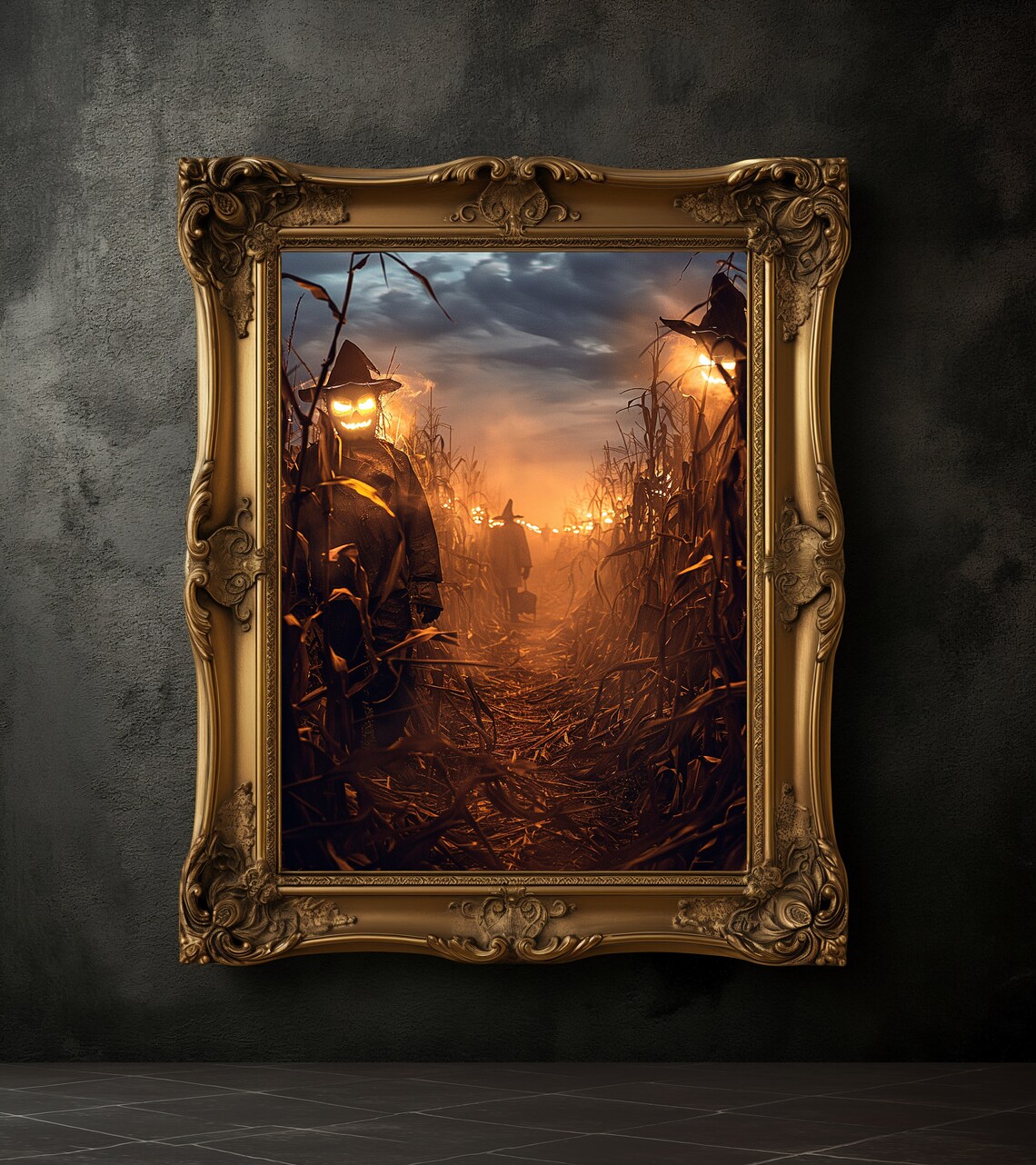 Glowing Scarecrow Haunted Cornfield Night Horror Movie Poster - Image 3