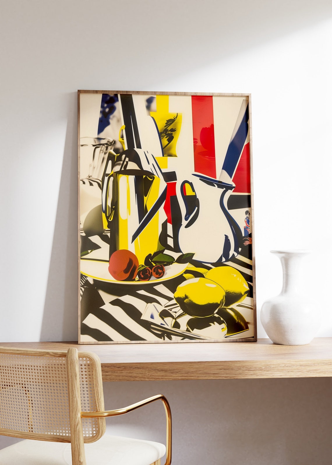 Modern Food Poster French Flag Jim Woodring Modernist Still Life Colorful Fruits Chrome And Geometric Details French Table Setting - Image 3