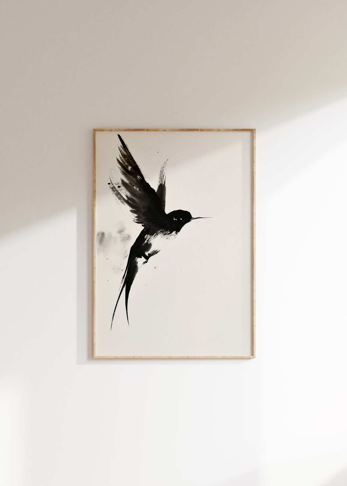 Watercolor Ink Swallow, Minimalist Bird Poster - Image 3