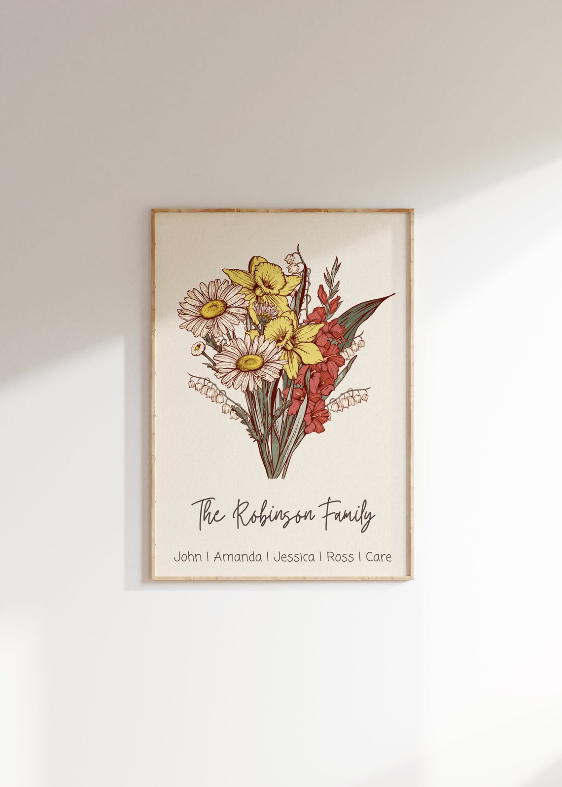 Custom Family Birth Month Flower Bouquet Art Print - Image 3