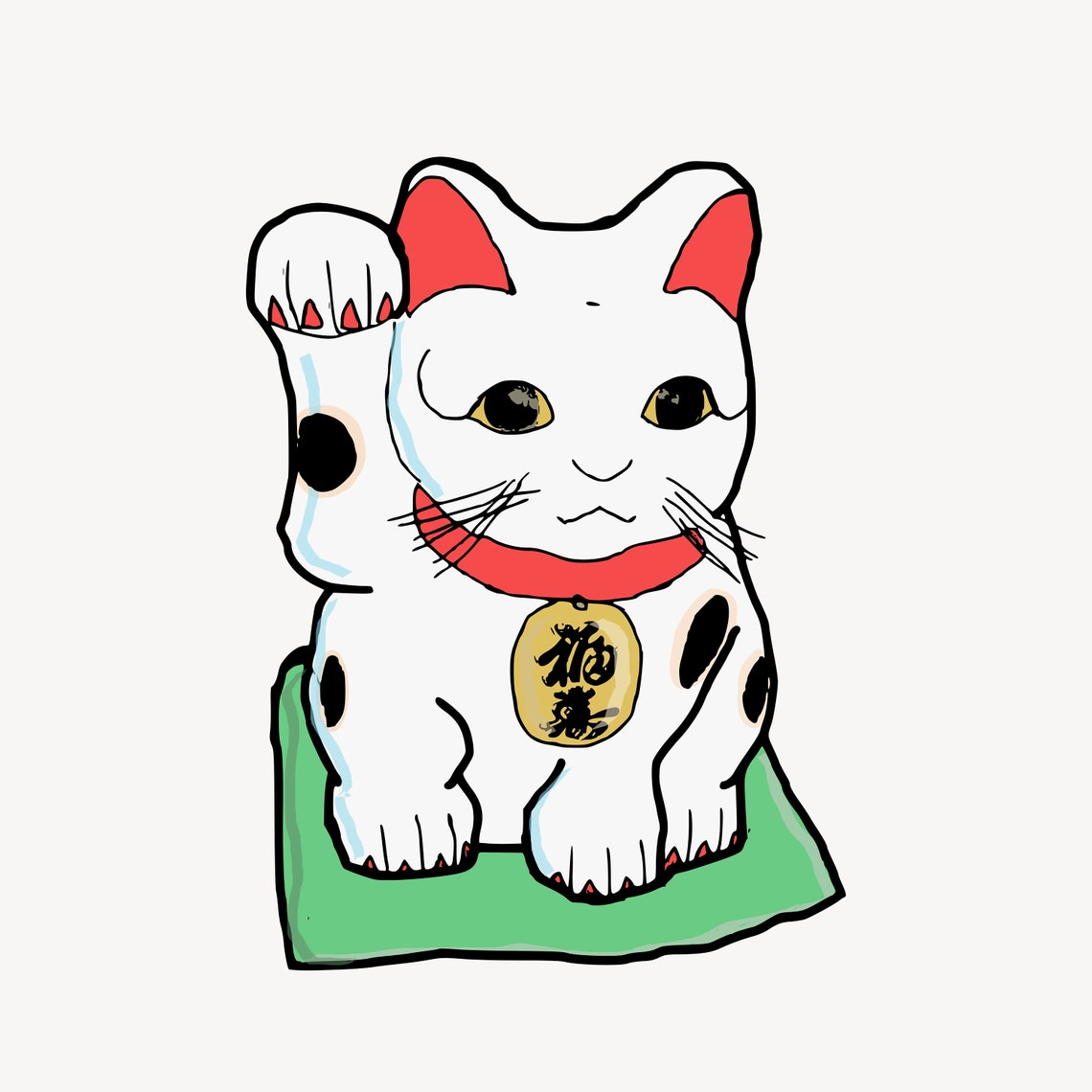 Japanese Lucky Cat Vintage Art Deco Poster Print - Image 4