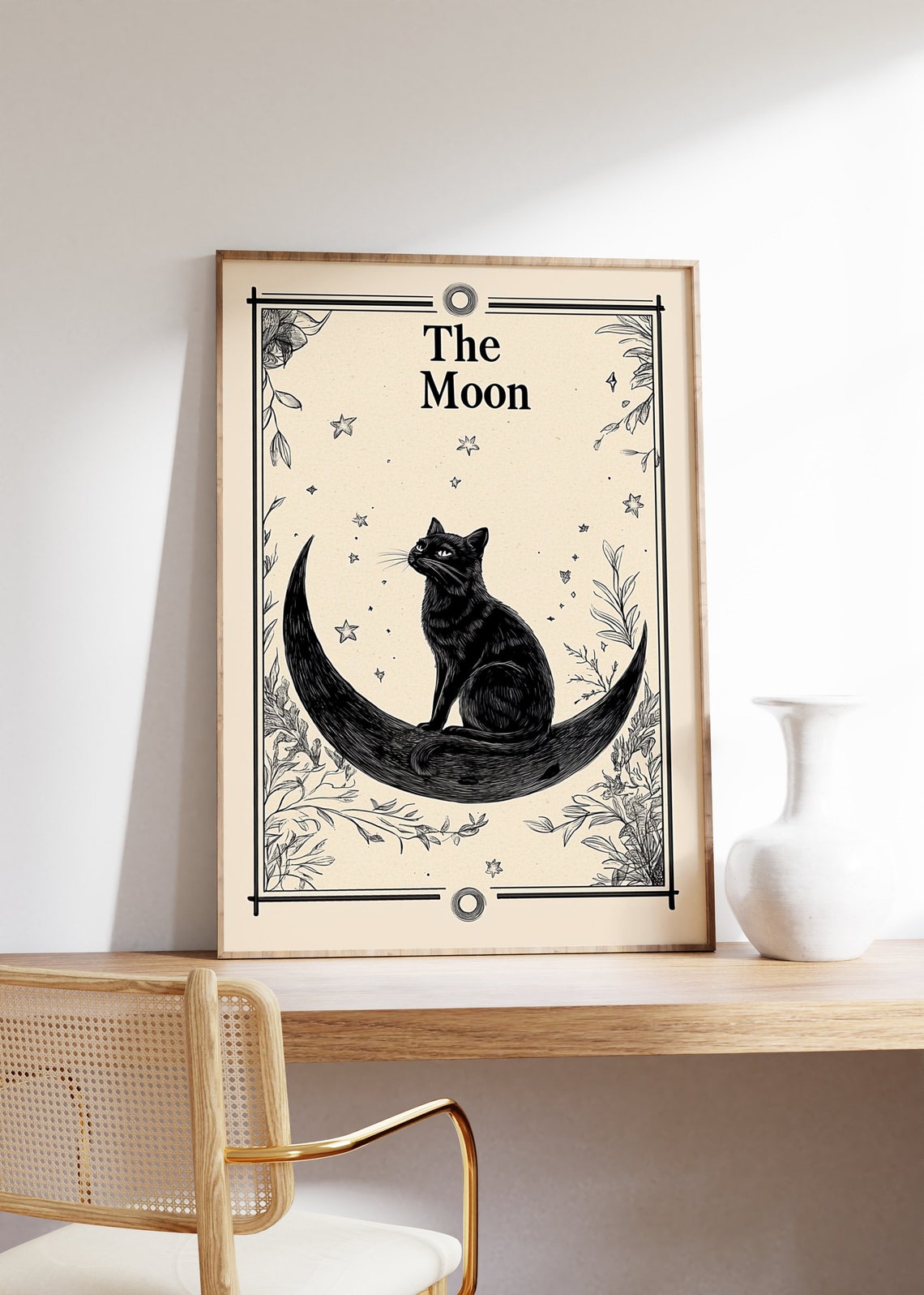 Vintage Funny Cat And Moon Art Deco Poster Print - Image 4