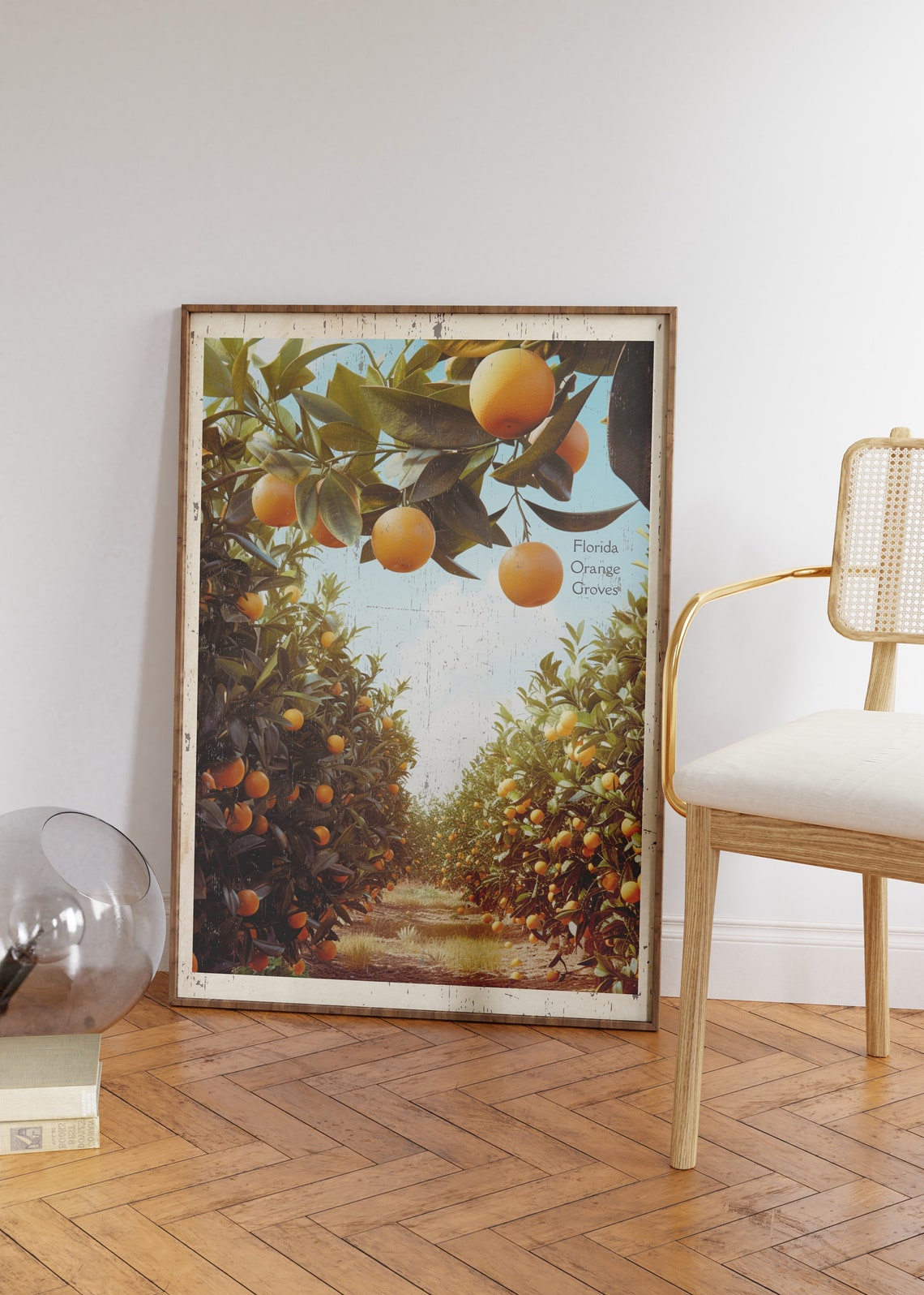 Vintage Florida Orange Grove Travel Poster, Golden Fruit - Image 3