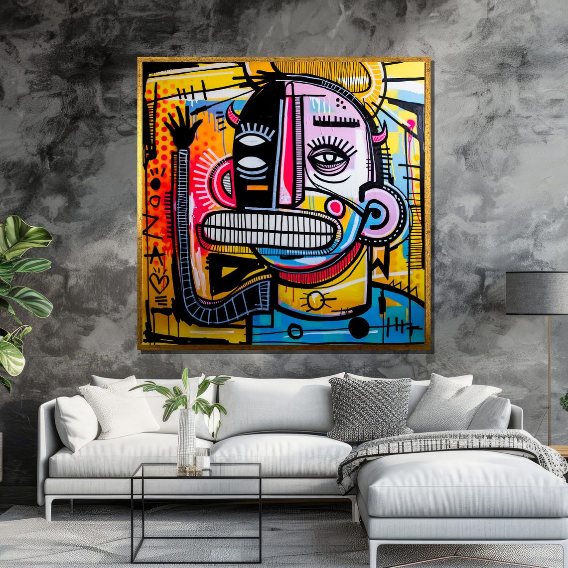 Bold And Vibrant Abstract Face Graffiti For Contemporary Urban Wall Art Lovers - Image 6