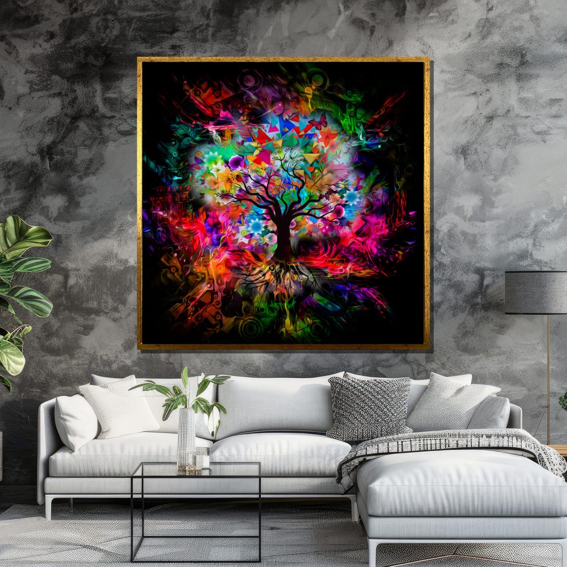 Colorful Tree Of Life Art Abstract Nature Wall Decor Vibrant Living Room Statement Piece - Image 6