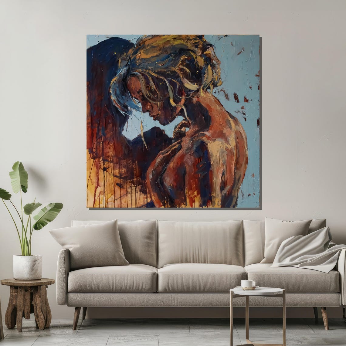 Emotional Woman Bowed Head Warm Tones Poster for Bedroom Decor - Image 2