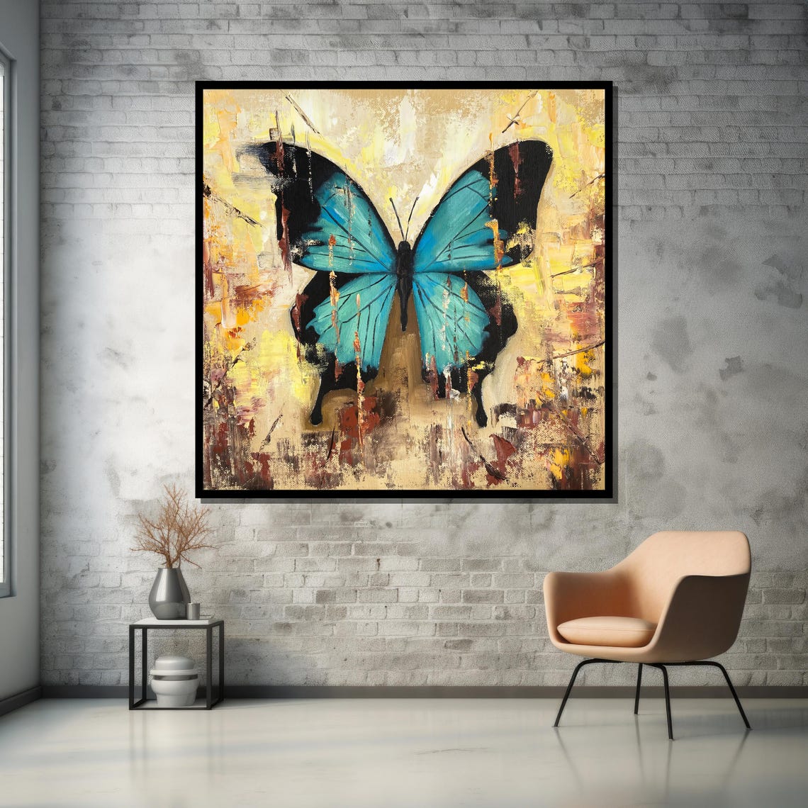 Abstract Butterfly Print Vibrant Wall Art Nature Inspired Home Decor Modern Living Room Accent - Image 5