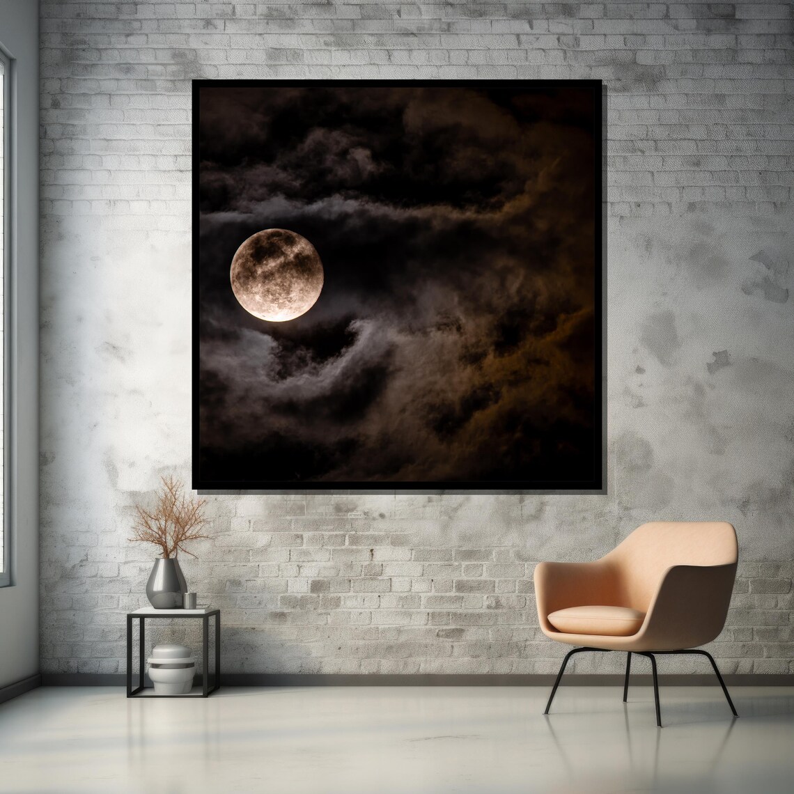 Full Moon Shining Through Dark Moody Night Clouds Serene Night Poster - Image 5