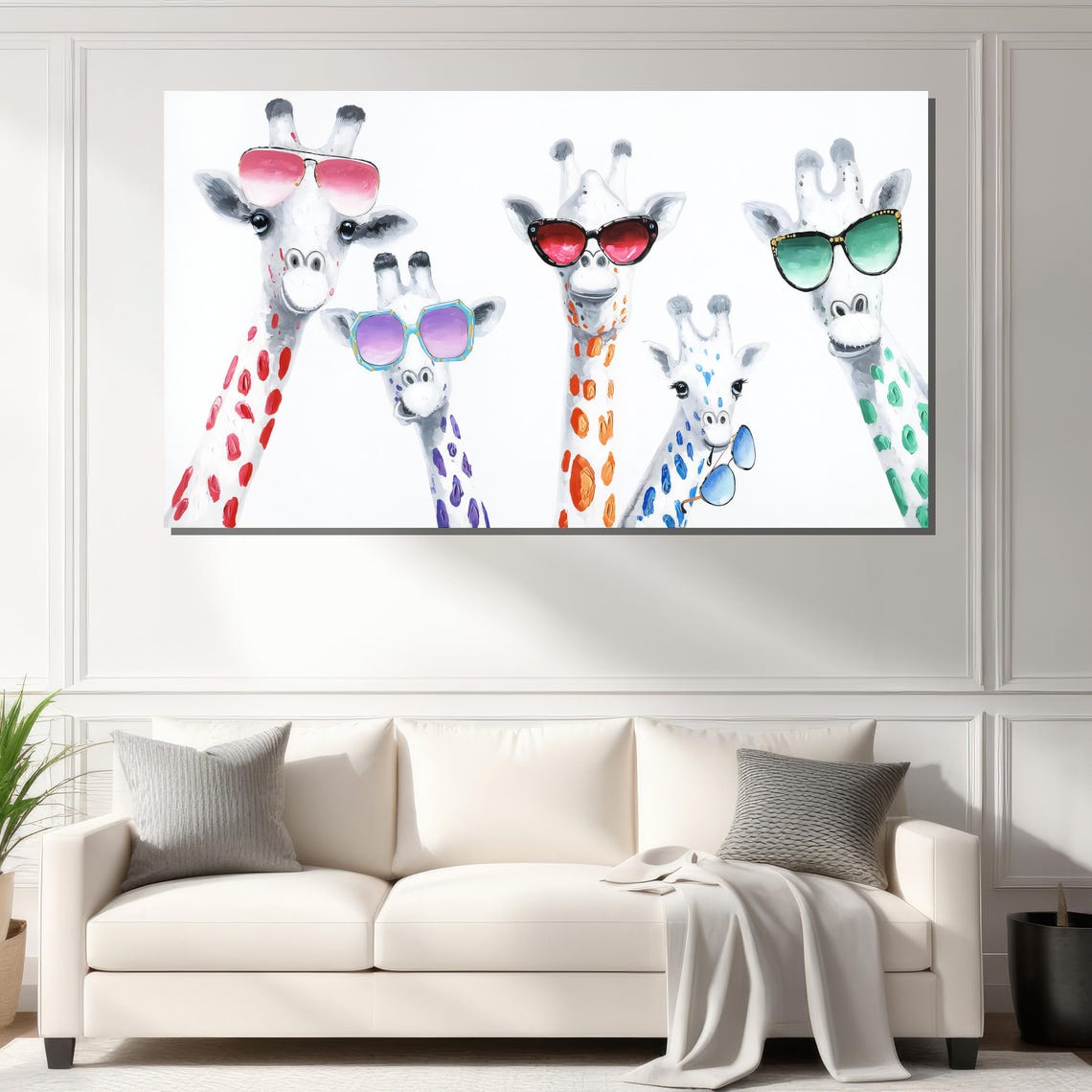 Five Playful Giraffes Wearing Colorful Sunglasses Funny Wall Poster - Image 2