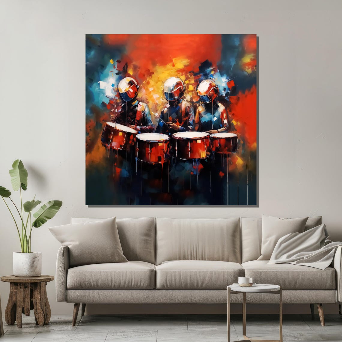 Vibrant Abstract Drummers Percussion Music Poster for Music Lovers - Image 2