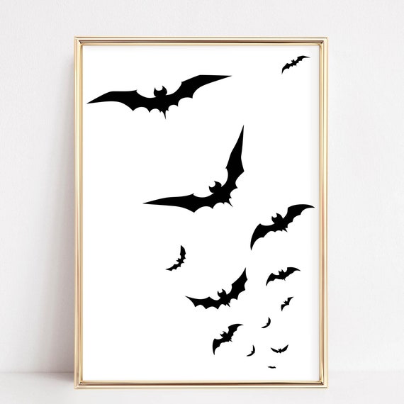 Spooky Bats Halloween Minimalist Art Print