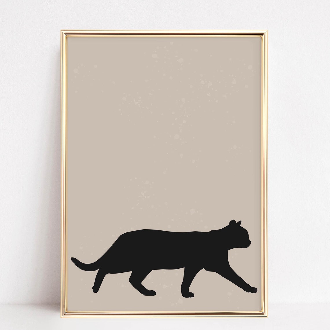 Black Cat Silhouette Minimalist Beige Modern Halloween Cat Poster