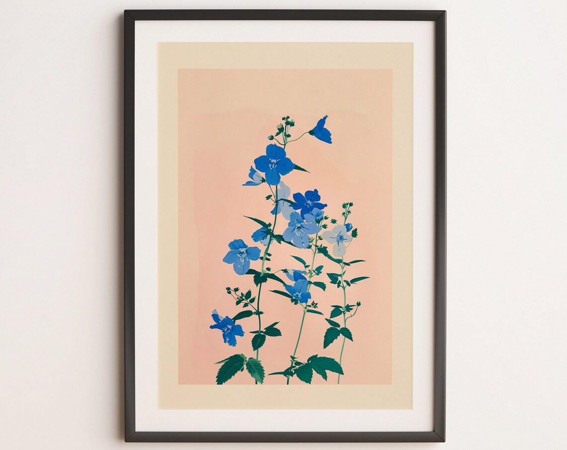 Larkspur Botanical Painting, Personalized Birthday Gift