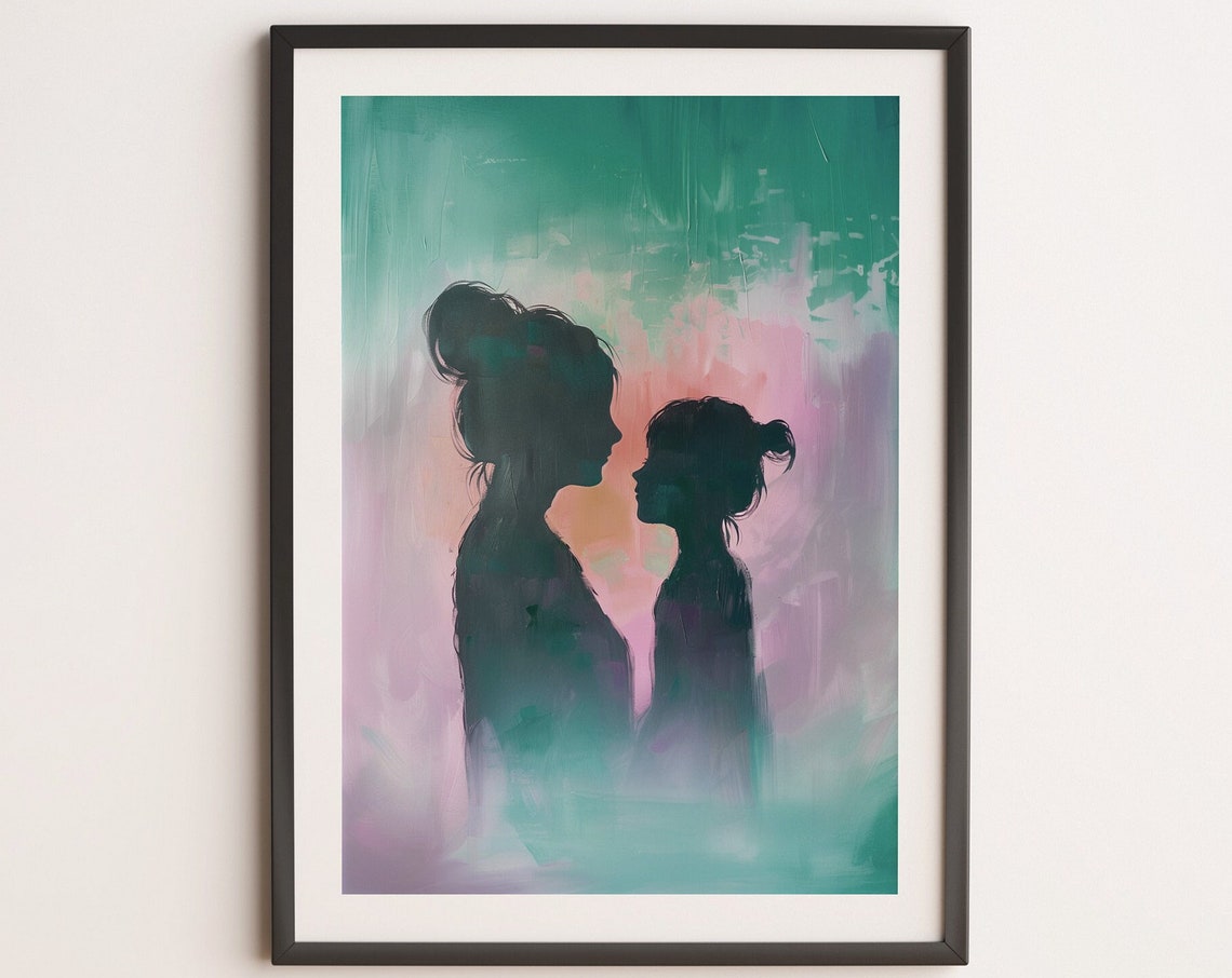 Mothers Day Art Mother Print Mother And Daughter Artwork Mum Gift Parent Painting Gift For Mom Wall Art Family Portrait