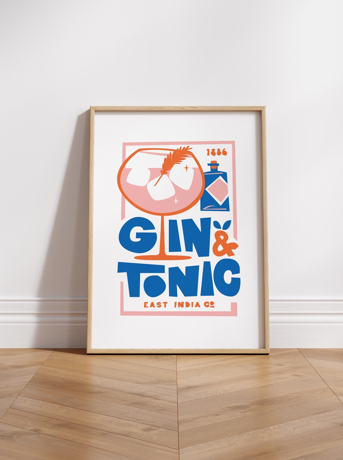 Gin And Tonic Kitchen Poster Print, Mid-Century Style