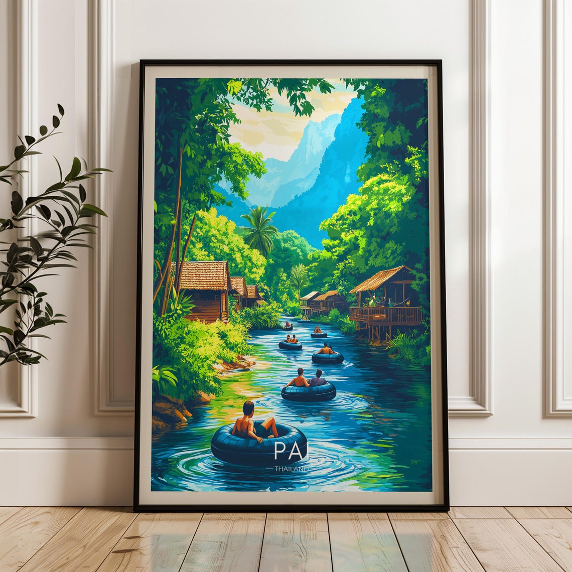 Pai Travel Poster, Thailand River Illustration