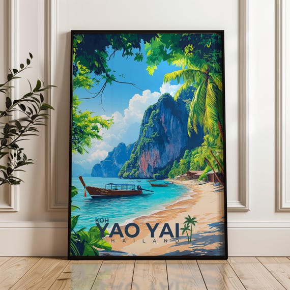Koh Yao Yai Travel Poster, Thailand Tropical Island