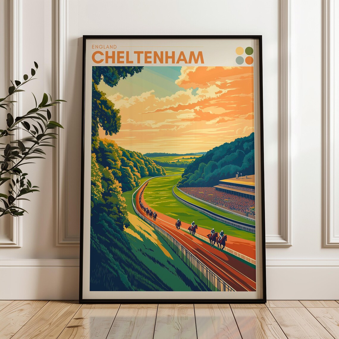 Cheltenham Racecourse Travel Poster, Gloucestershire