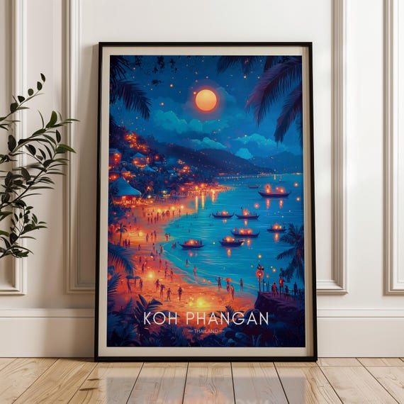 Koh Phangan Full Moon - Tropical Travel Poster