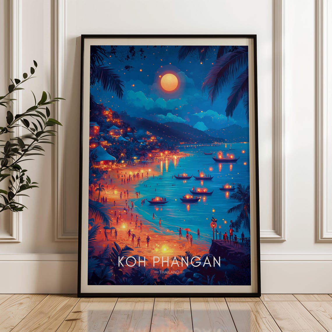 Koh Phangan Full Moon - Tropical Travel Poster