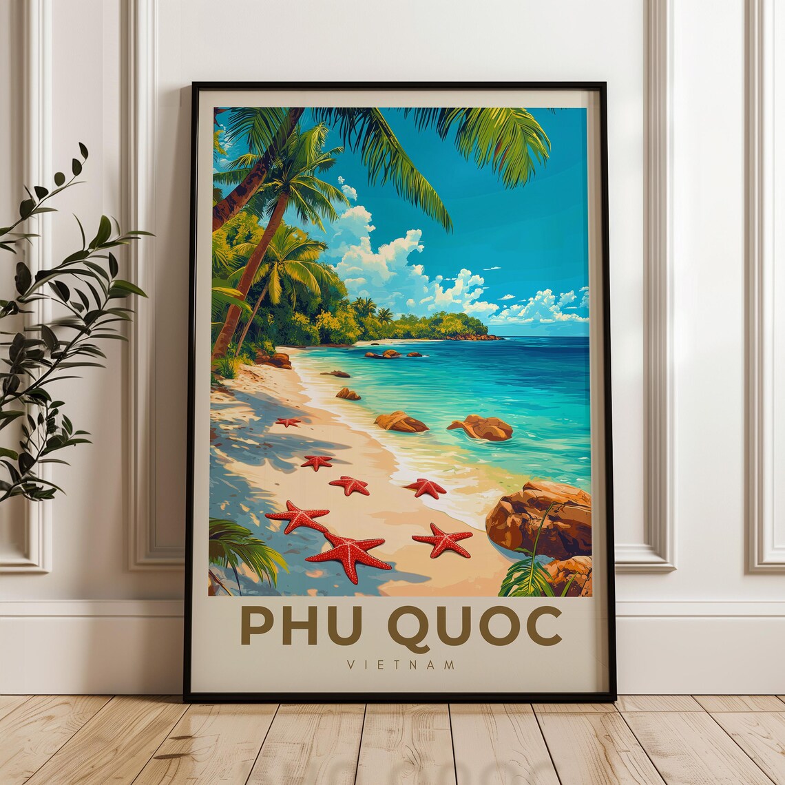 Phu Quoc Starfish Beach Tropical Island Vietnam Illustration Poster