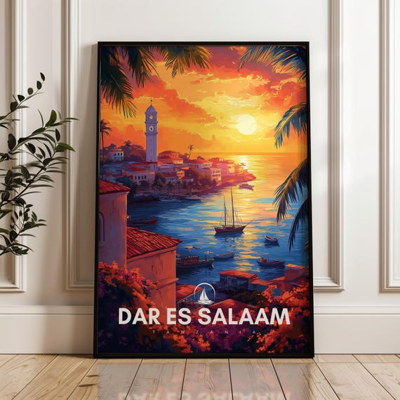 Dar Es Salaam Print Tanzania Travel Poster Africa Wall Art