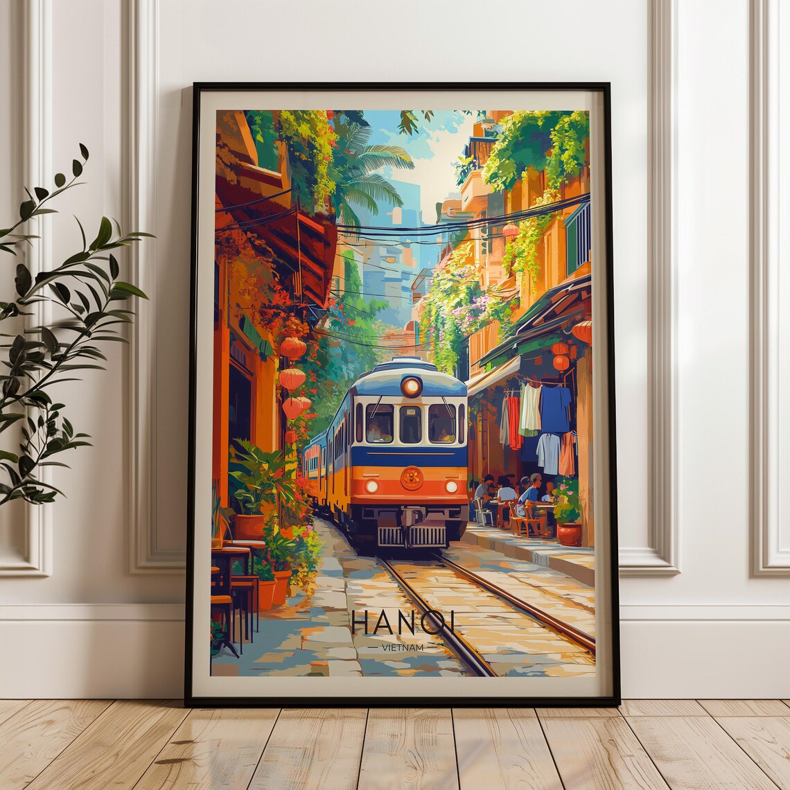 Hanoi Travel Poster, Vietnam Train Street Wall Art Print