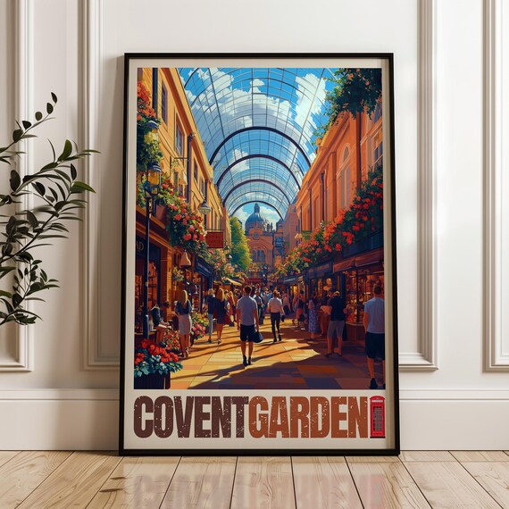 Covent Garden Travel Poster London Illustration England Home Decor