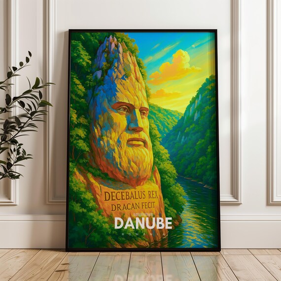 Danube River Travel Poster Romania Illustration Art