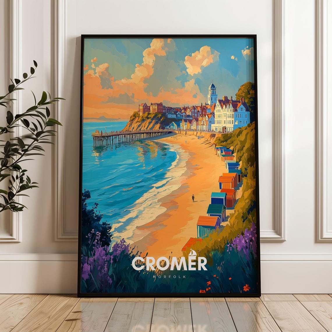 Cromer Norfolk Pier Beach Huts England Seaside Travel Poster
