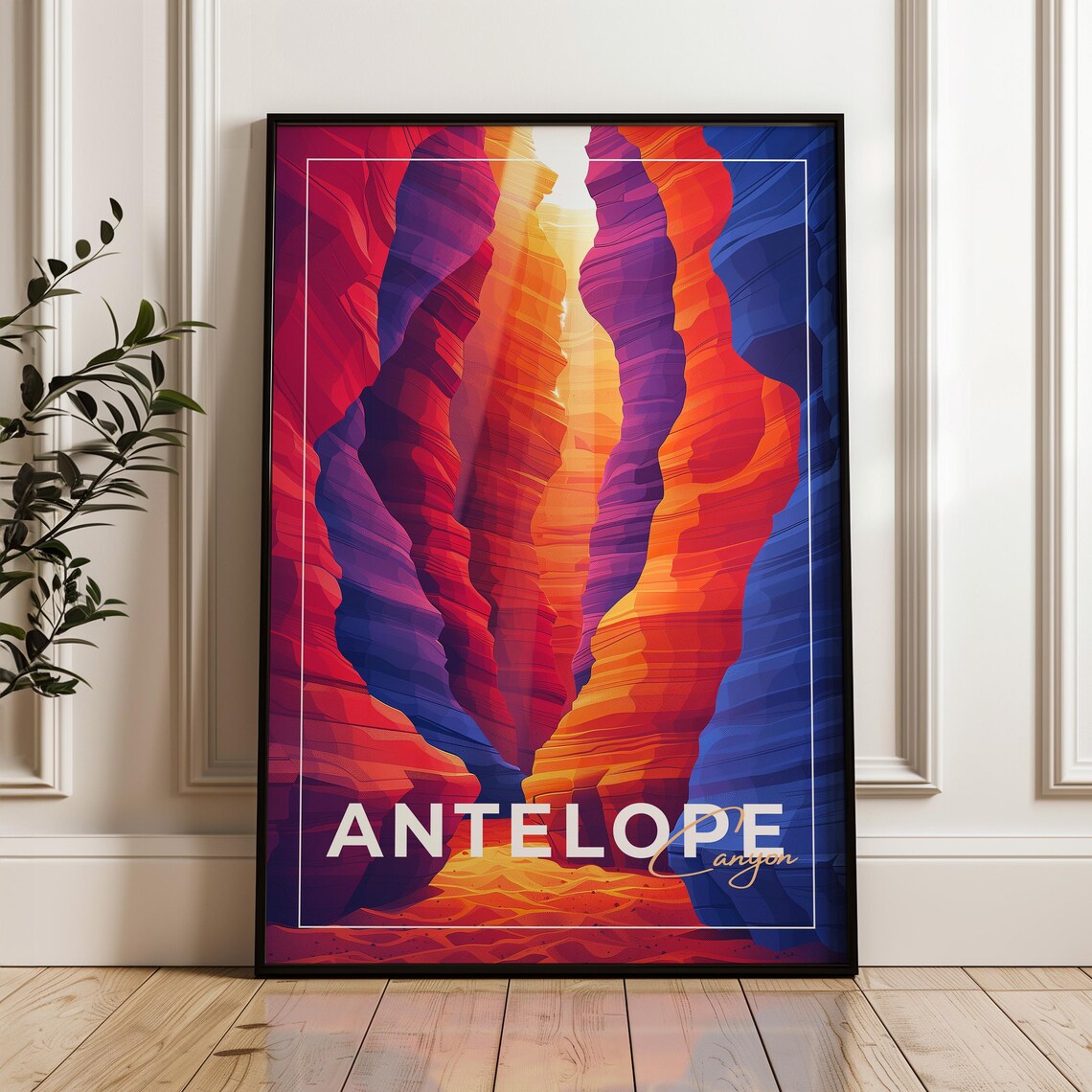 Antelope Canyon Sunbeam Through Red and Purple Slot Canyon Poster