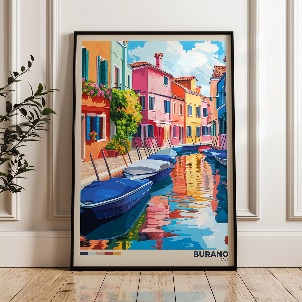 Burano Italy Travel Poster Illustration Art Print