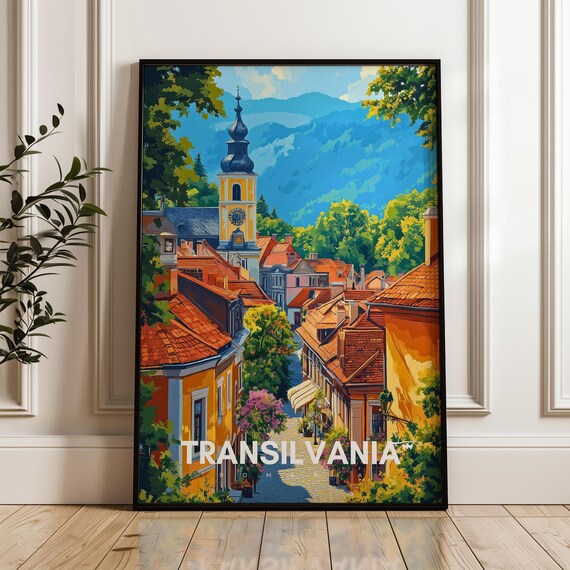 Transylvania Travel Poster Romania Illustration Art Ardeal Decor