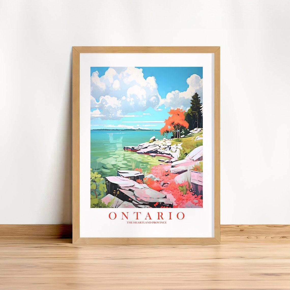 Ontario Heartland Province Rocky Shoreline Canada Travel Poster