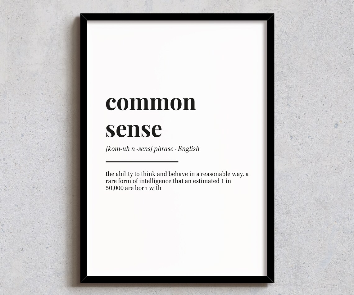 Common Sense Definition, Funny Office Wall Art Print