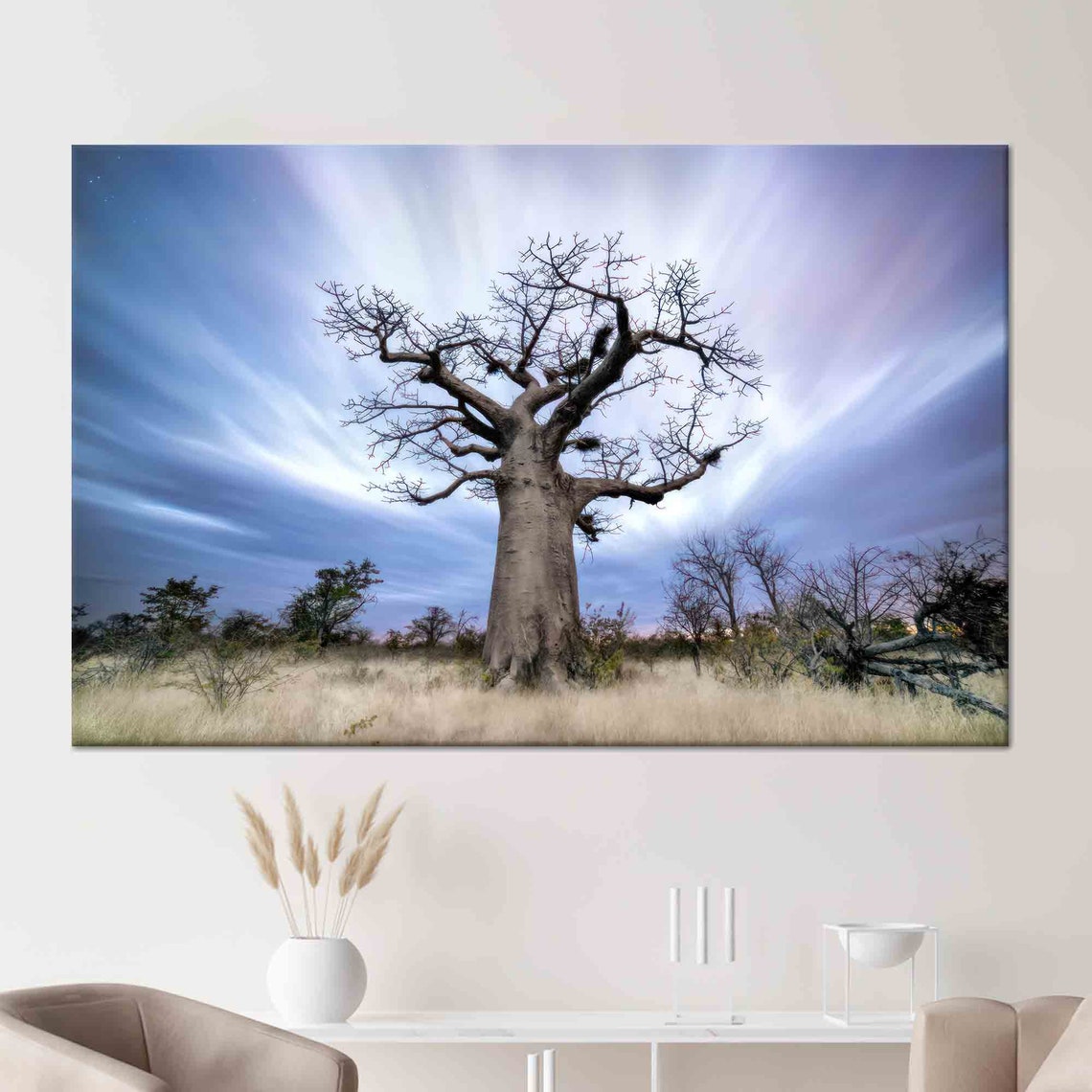 Majestic Baobab Tree African Savanna Twilight Landscape Poster