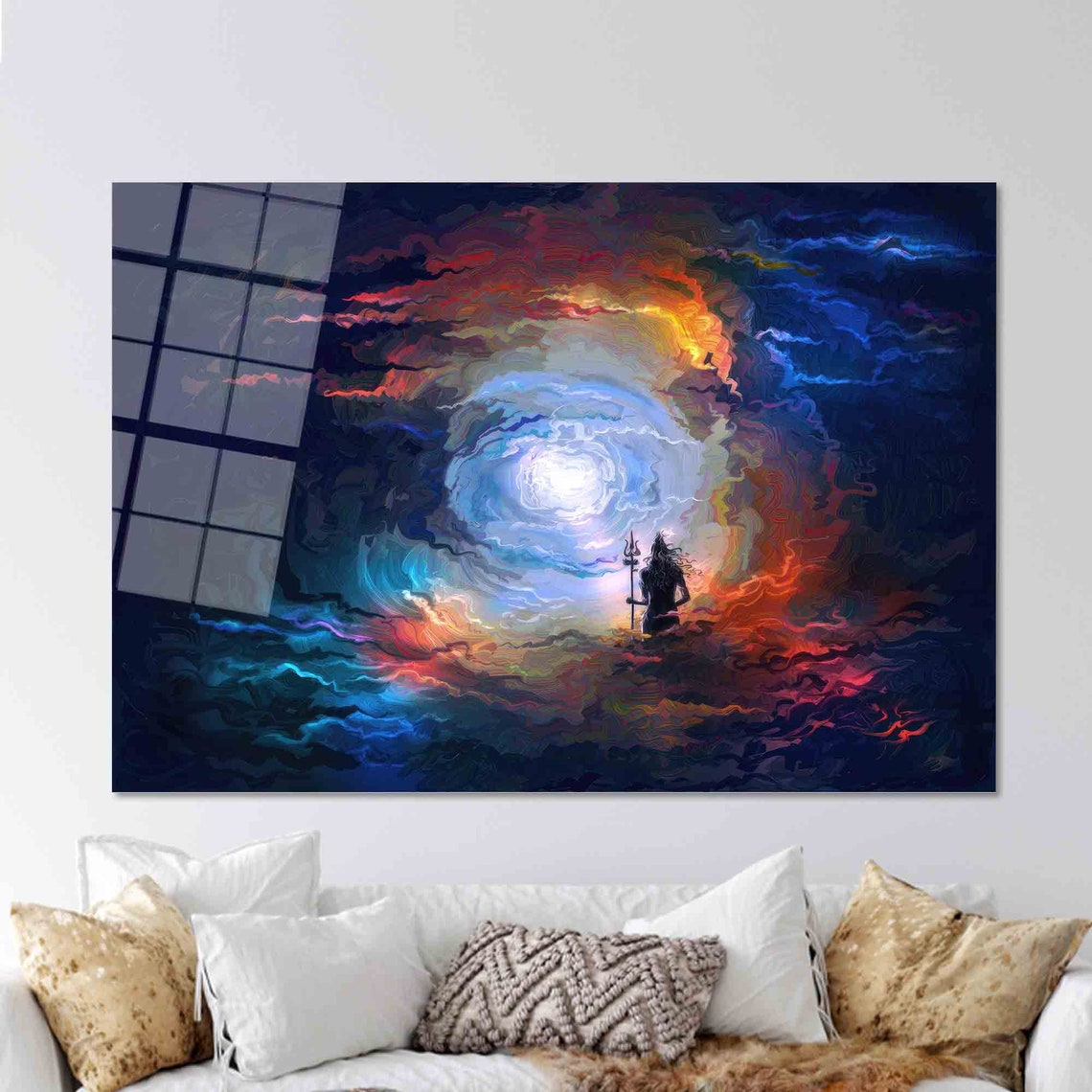 Cosmic Trident Silhouette Sacred Vortex Hindu Mythology Art Poster - Image 2