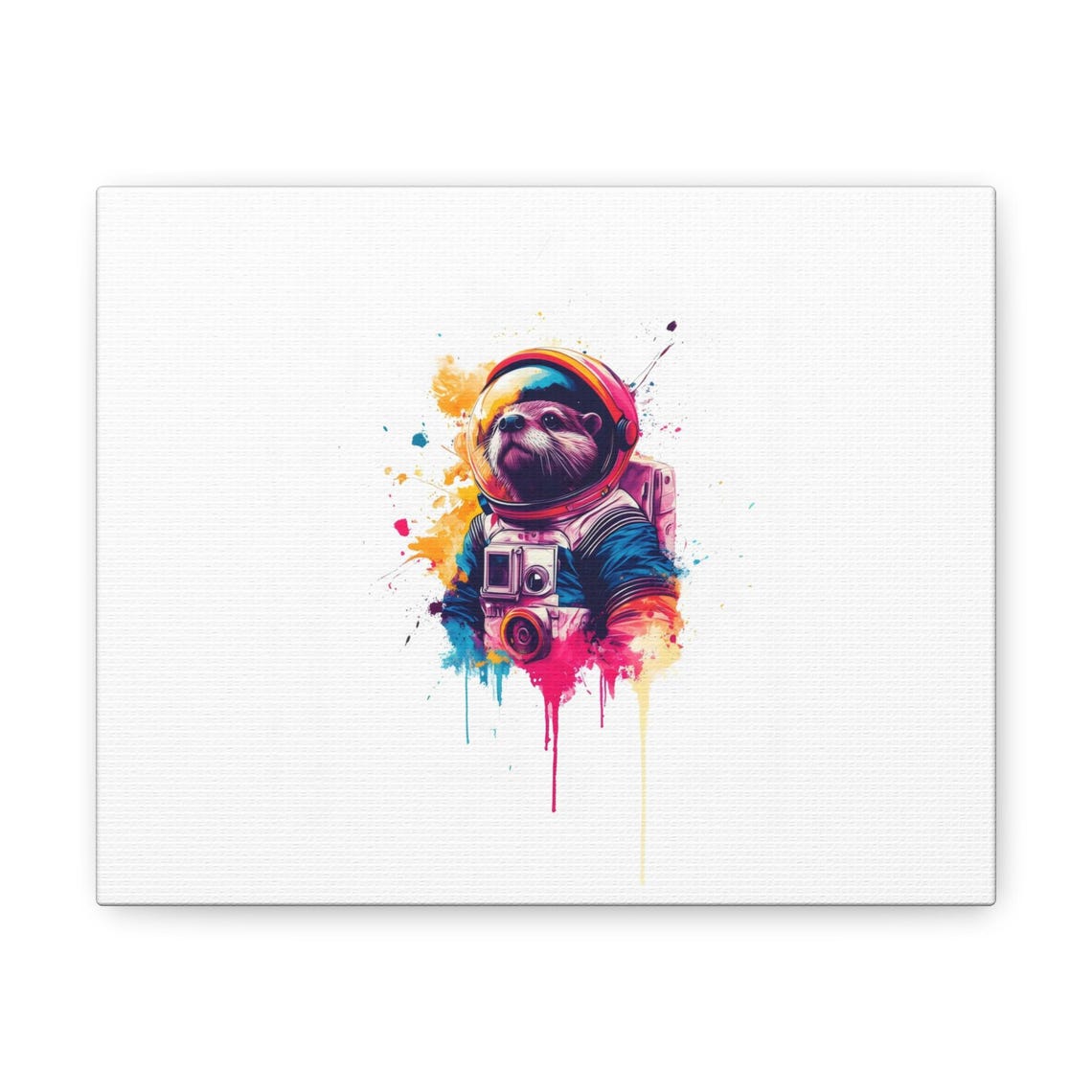 Cute Otter Astronaut Watercolor Paint Splash Galaxy Cosmic Poster - Image 3