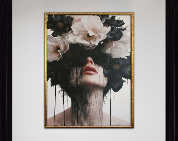 Flower Woman Art Print, Surreal Botanical Portrait