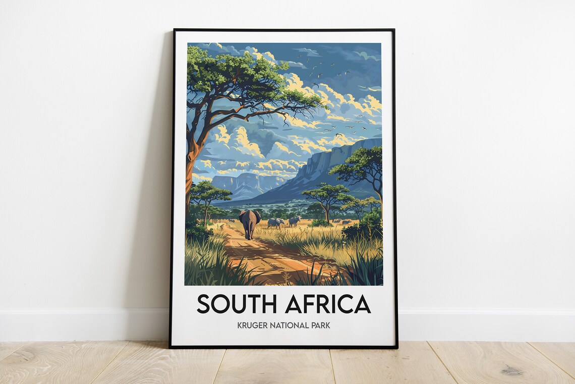 South Africa Kruger National Park Elephants Safari Savanna Poster