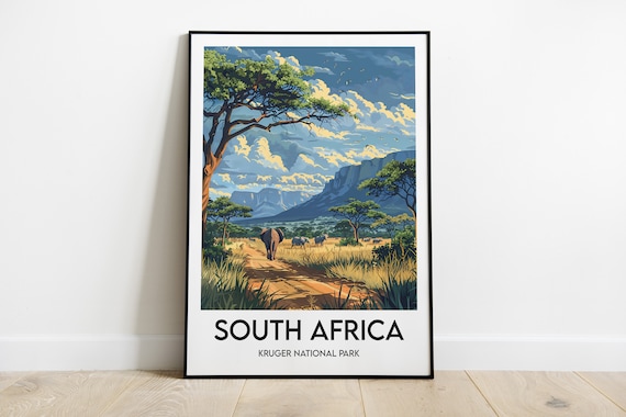 South Africa Kruger National Park Elephants Safari Savanna Poster