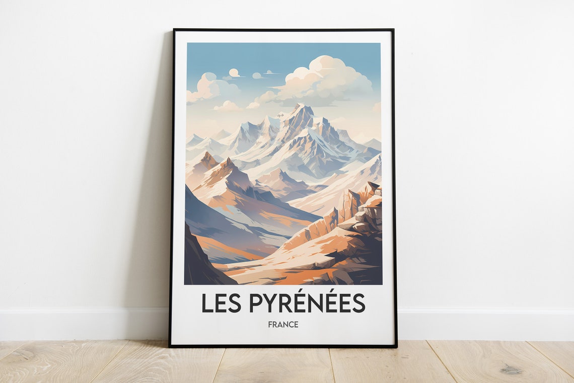 Pyrenees Mountain Peaks Alpine Valley France Nature Poster Art