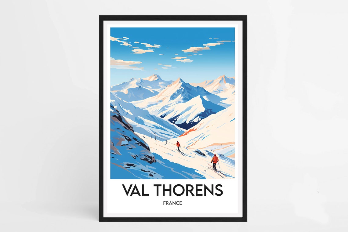 Val Thorens France Alpine Ski Slopes Bright Sunshine Travel Poster