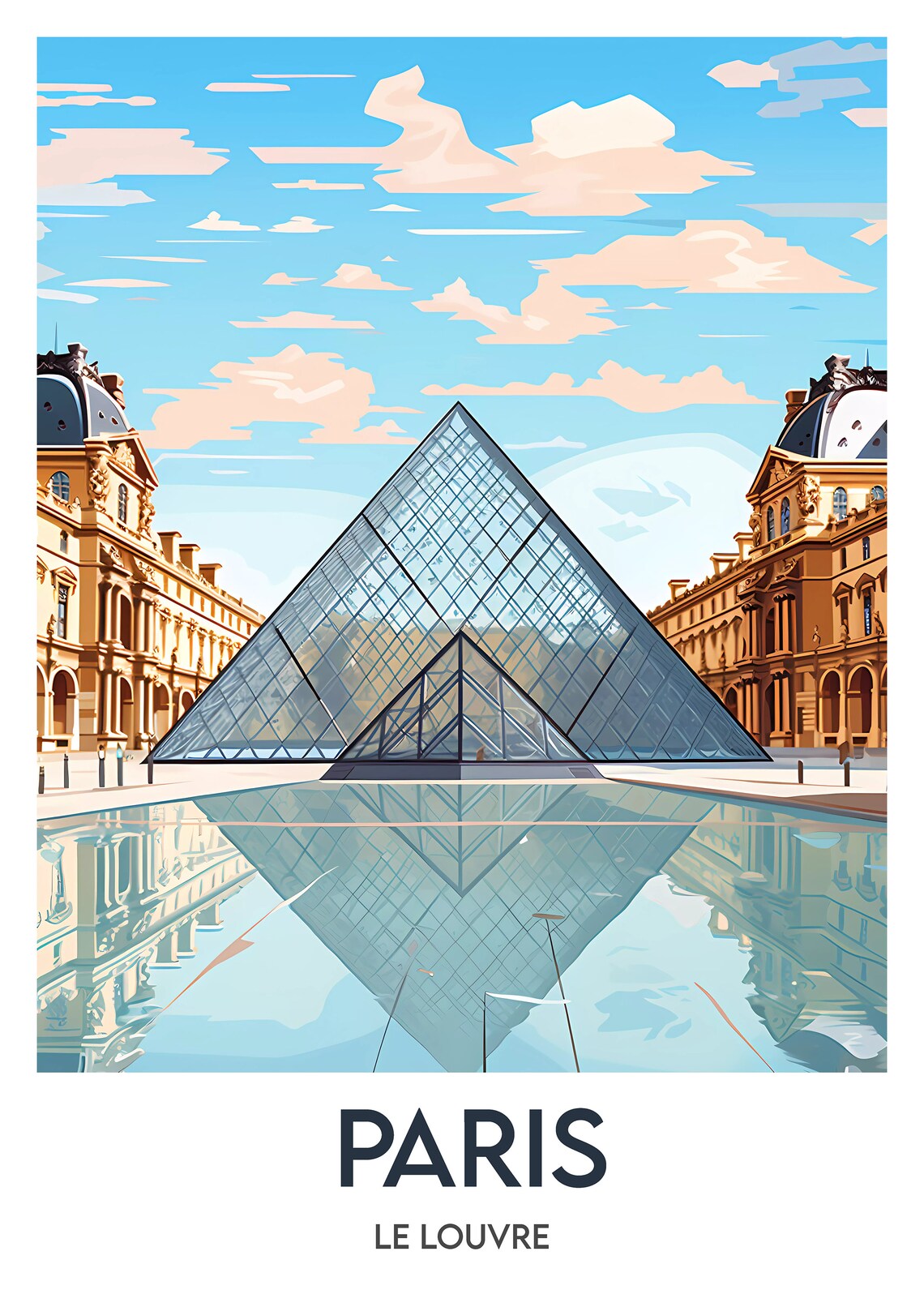 The Louvre Minimalist Illustration Travel Poster - Image 2