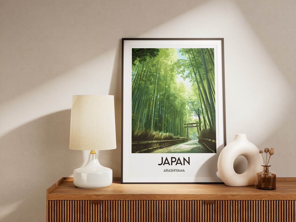 Arashiyama Bamboo Grove And Torii Gate Kyoto Japan Travel Poster - Image 2