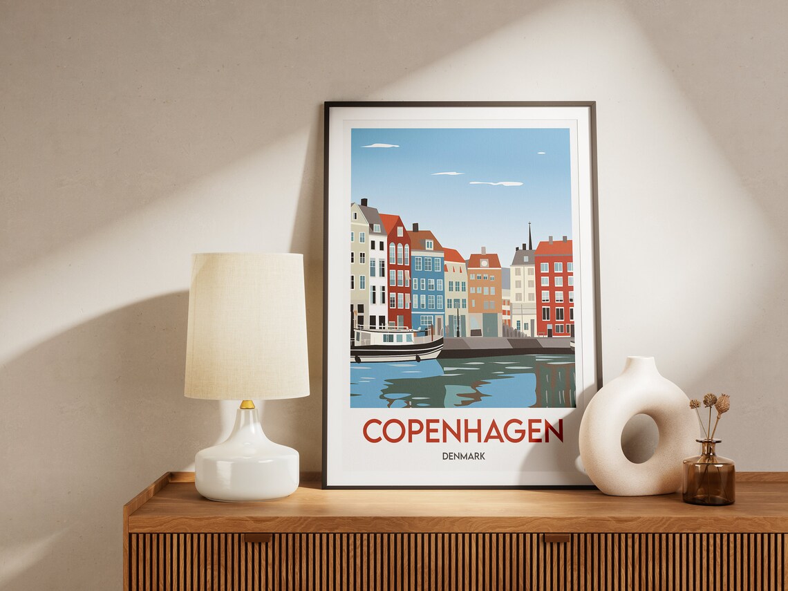 Copenhagen Denmark Nyhavn Colorful Harbour Houses Travel Poster - Image 2