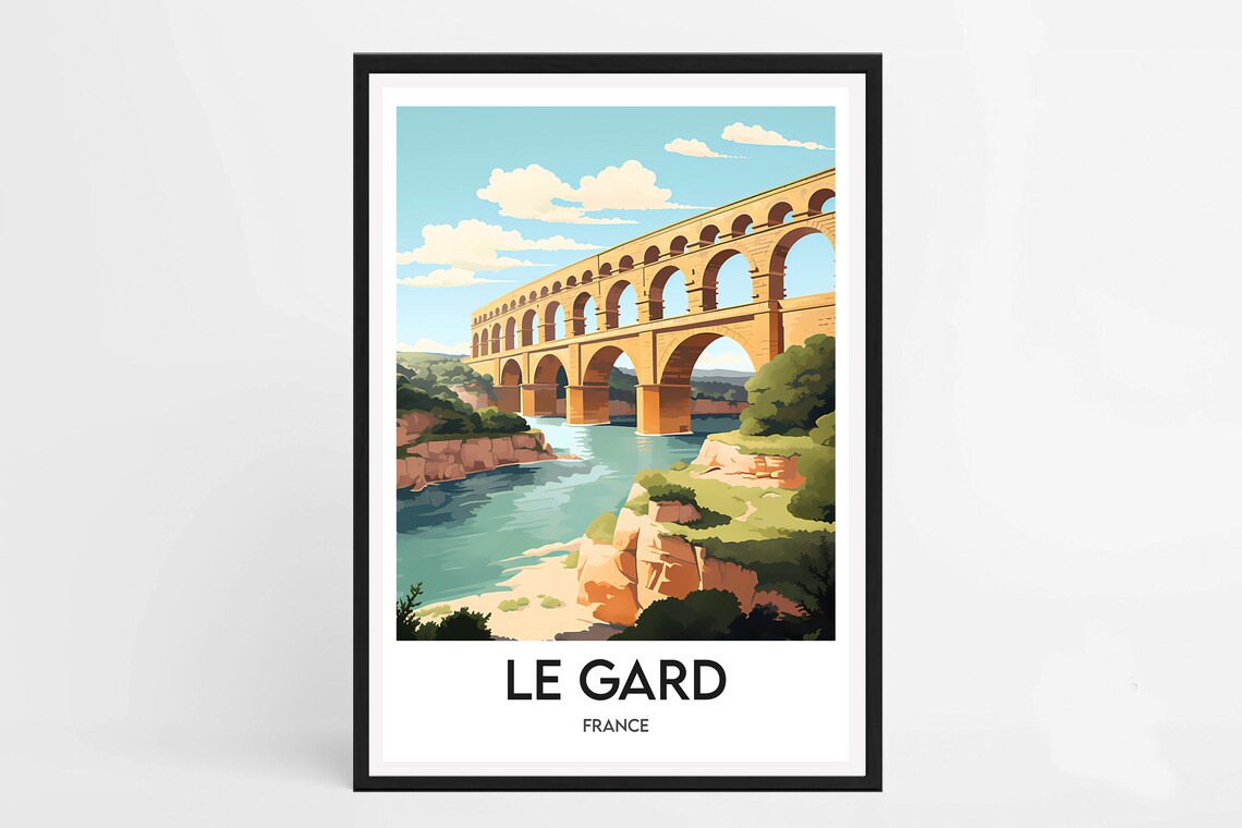 Le Gard France Pont Du Gard Roman Aqueduct River View Poster - Image 2