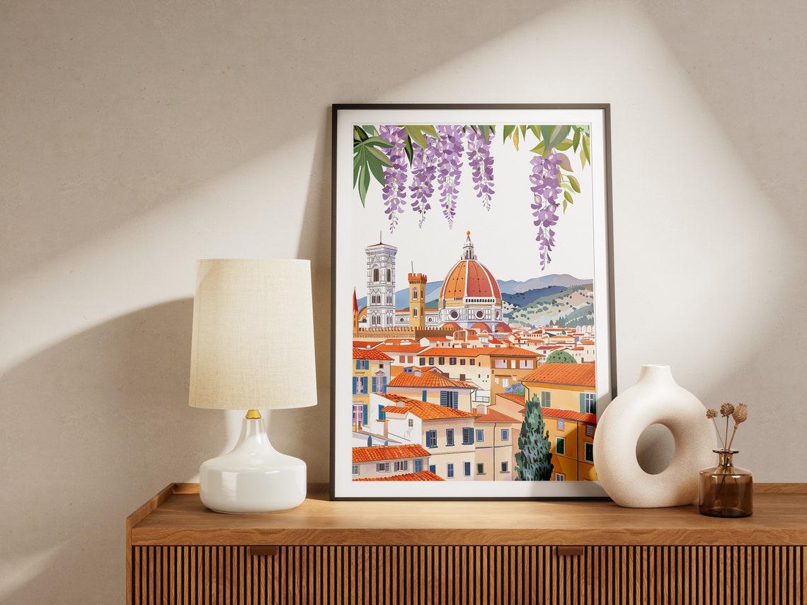 Florence Cathedral Duomo Terracotta Rooftops Wisteria Poster - Image 2